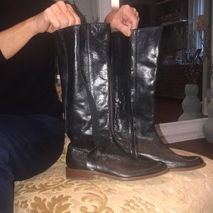 Black leather boots